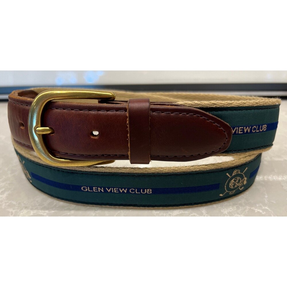 GLEN VIEW CLUB - YRI Leather Canvas Golf Belt - Men's Size 38